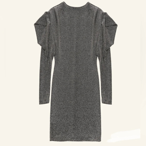 Isabel Marant Waden Stretch Metallic Silver Mini Dress Size 36/US 6 - Picture 3 of 9